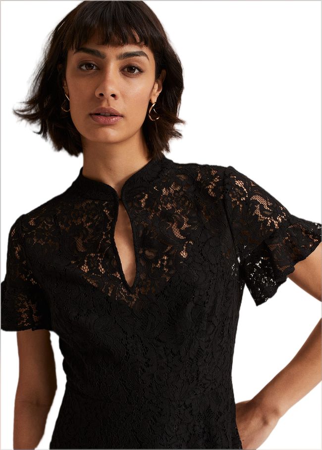  Rimsha Black Lace Midi Dress Black 221958050