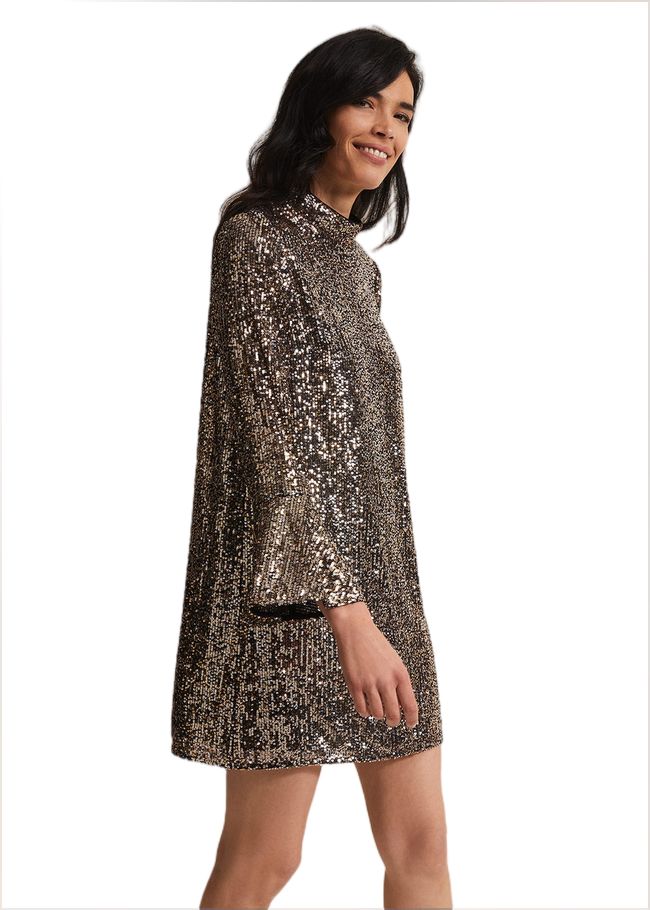  Jemima Sequin Shift Mini Dress Bronze 221959070