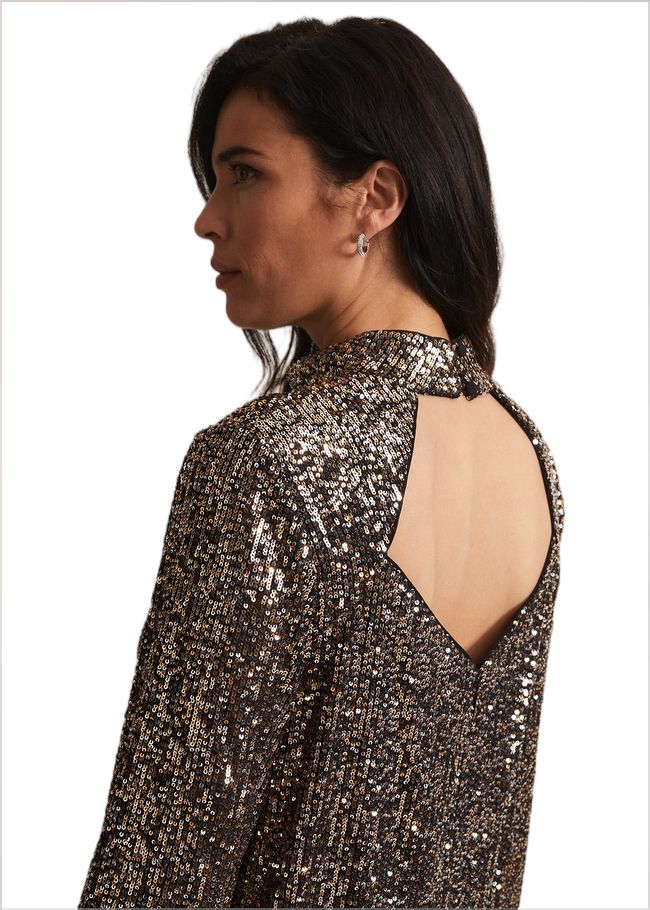  Jemima Sequin Shift Mini Dress Bronze 221959070