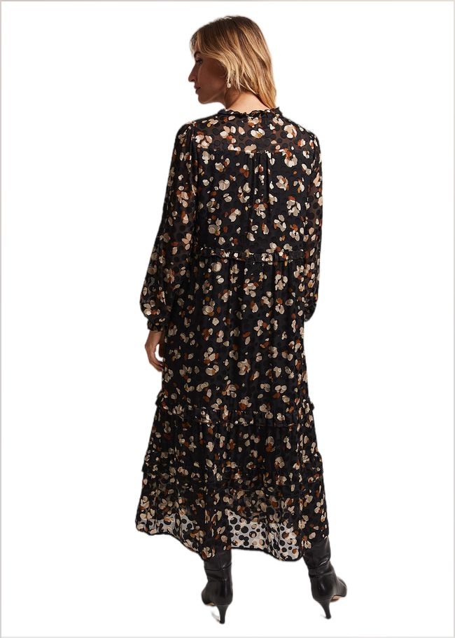  Karsyn Leopard Spot Textured Midi Dress Black Multi 221963880