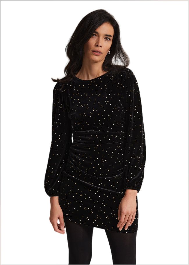  Adele Velvet Mini Dress Black 221968050