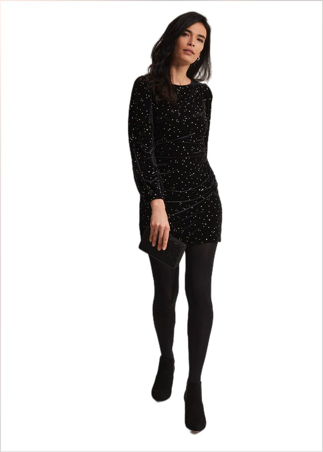  Adele Velvet Mini Dress Black 221968050