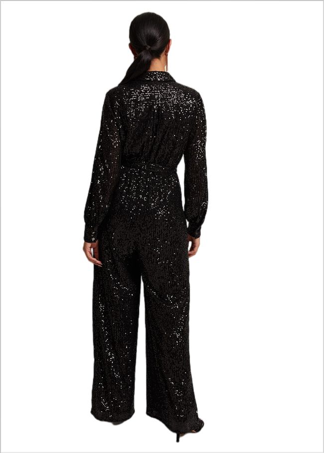  Petite Alessandra Black Sequin Jumpsuit Black 221971050