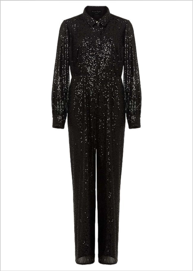  Petite Alessandra Black Sequin Jumpsuit Black 221971050