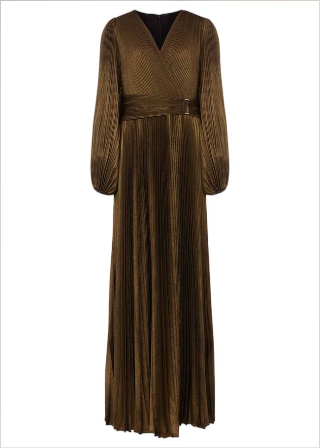  Adrianna Foil Pleated Maxi Dress Metallic 221974491