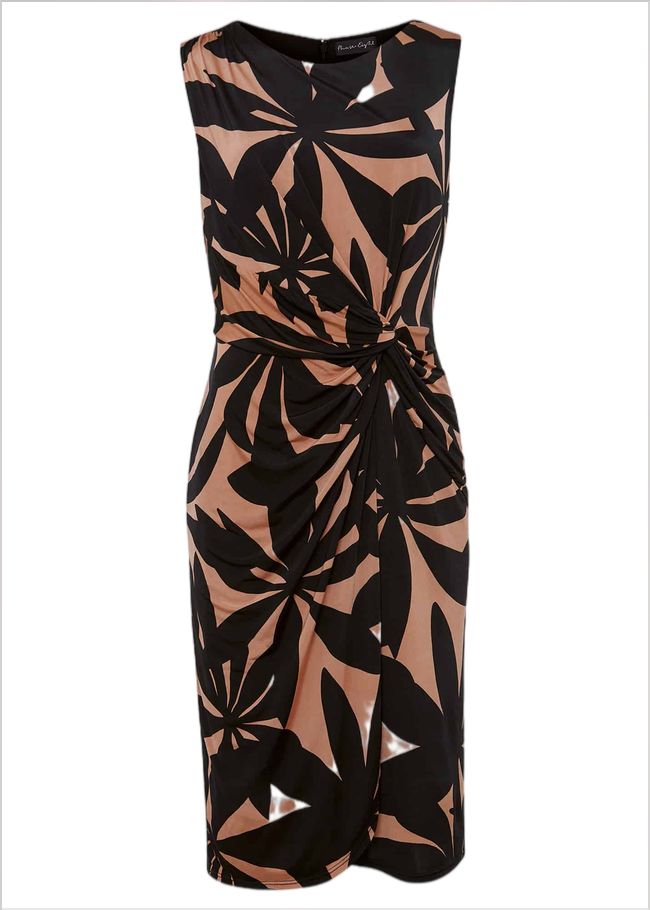  Joanna Leaf Print Bodycon Mini Dress Black/Multi 221985492