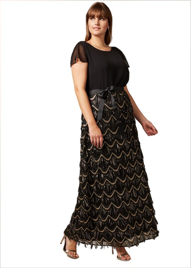  Hazel Sequin Maxi Dress Black 230583050