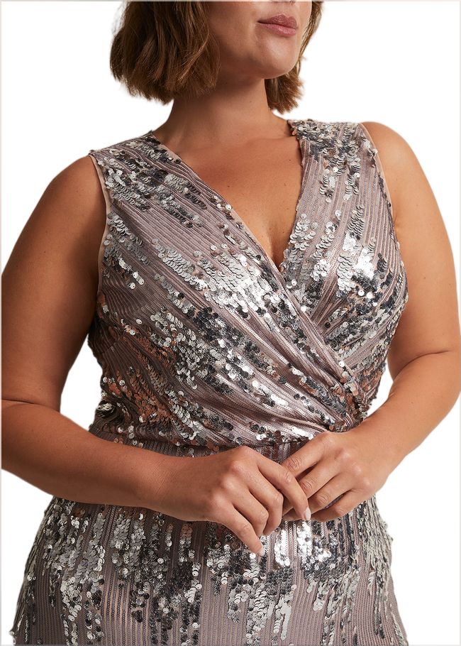  Daphne Sequin Maxi Dress Silver 230611065