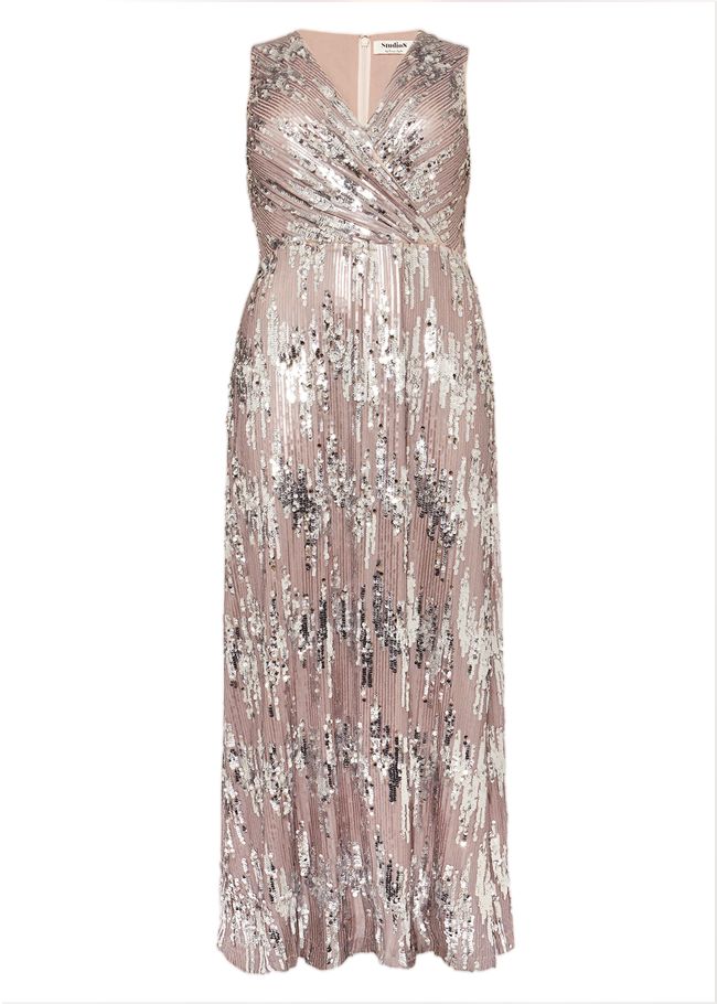  Daphne Sequin Maxi Dress Silver 230611065