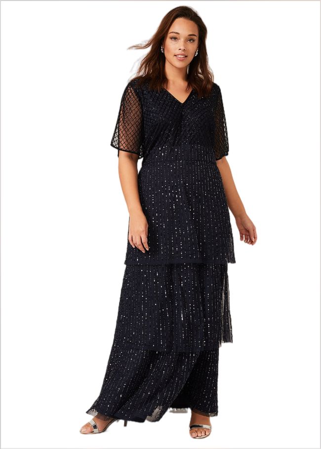  Sascha Beaded Maxi Dress Navy 230659351