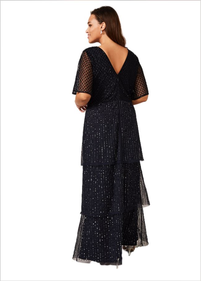  Sascha Beaded Maxi Dress Navy 230659351