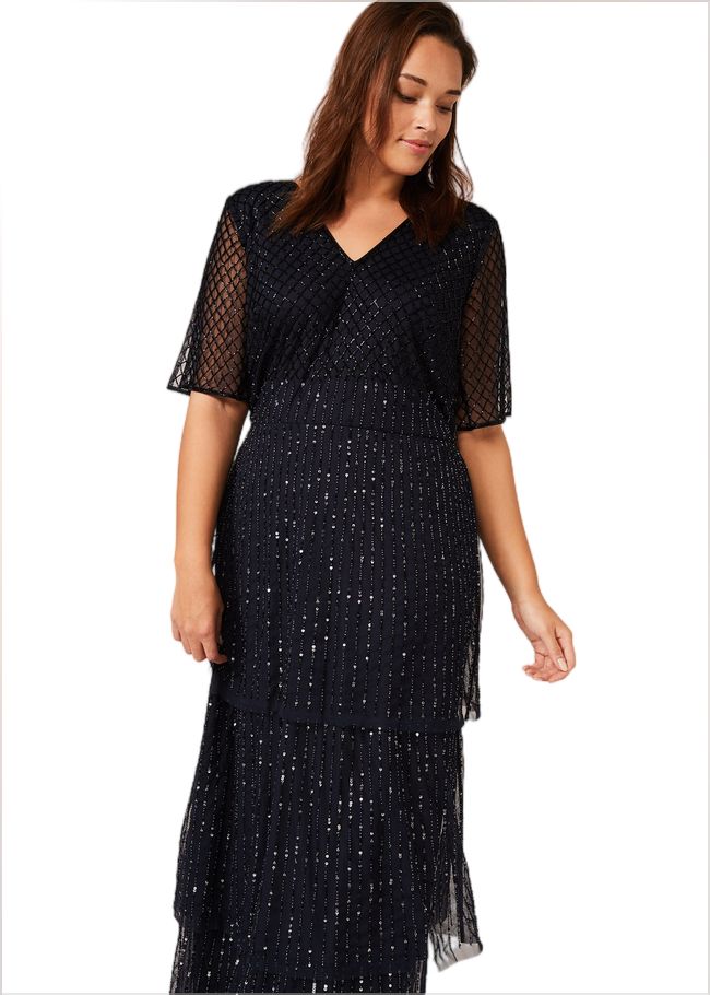  Sascha Beaded Maxi Dress Navy 230659351