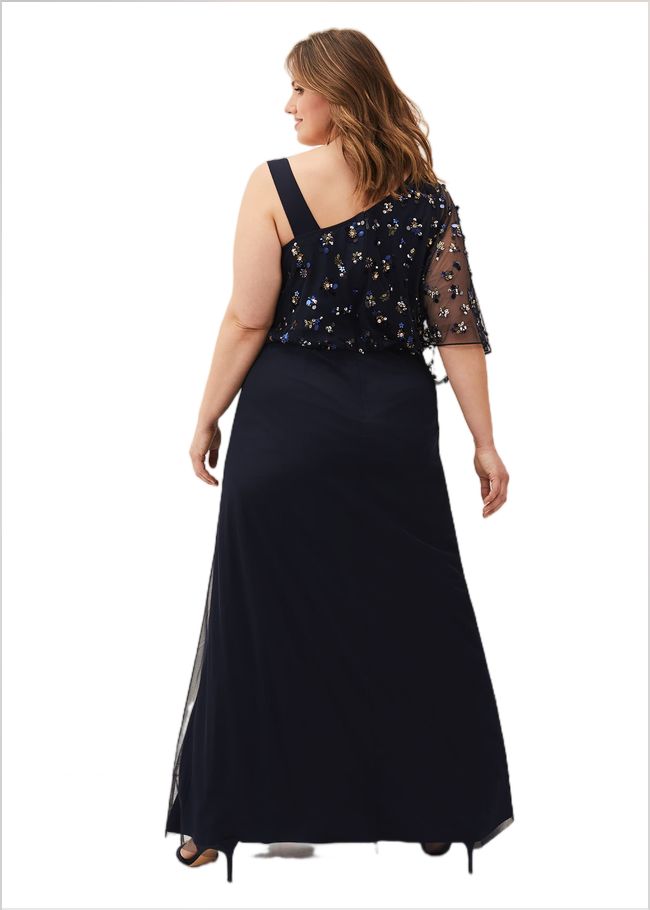  Orianne One Shoulder Tulle Dress Navy 230693351