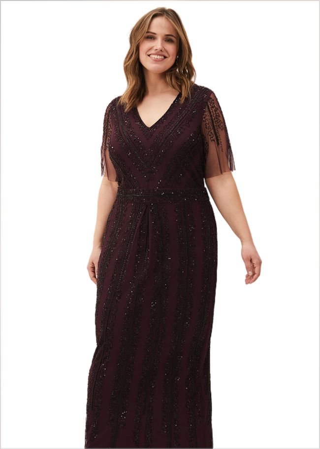  Suzie Beaded Maxi Dress Merlot/Black 230709226