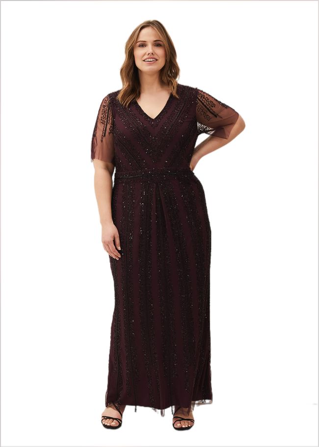  Suzie Beaded Maxi Dress Merlot/Black 230709226