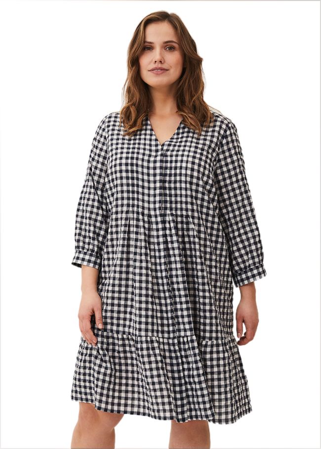  Oona Gingham Swing Dress Navy/White 230749001