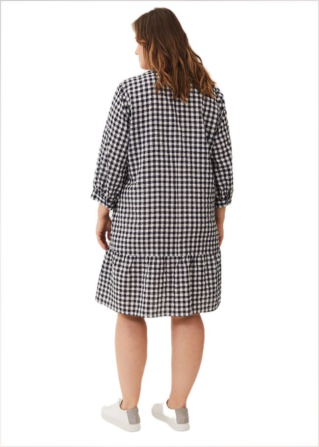  Oona Gingham Swing Dress Navy/White 230749001