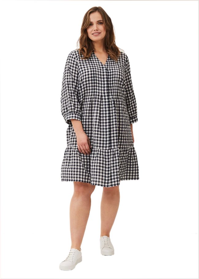  Oona Gingham Swing Dress Navy/White 230749001