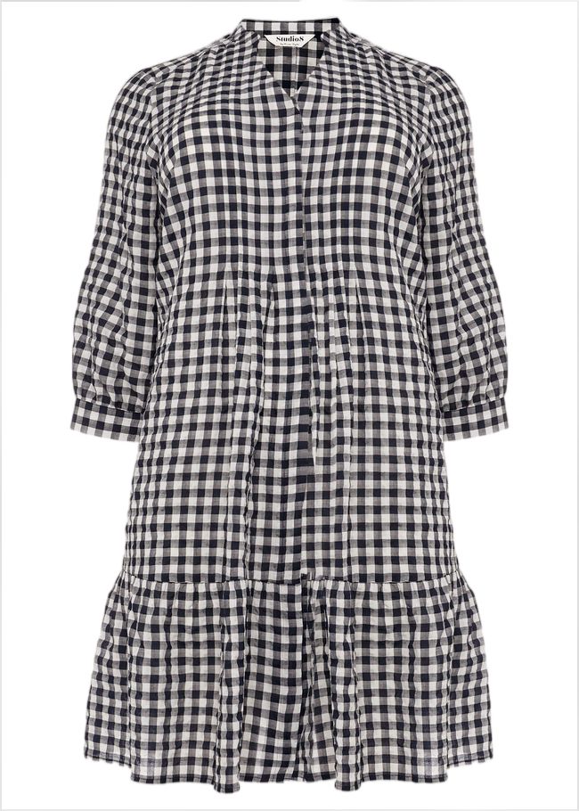  Oona Gingham Swing Dress Navy/White 230749001