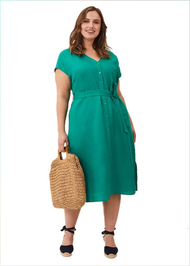  Harper Linen Midi Dress Green 230768693