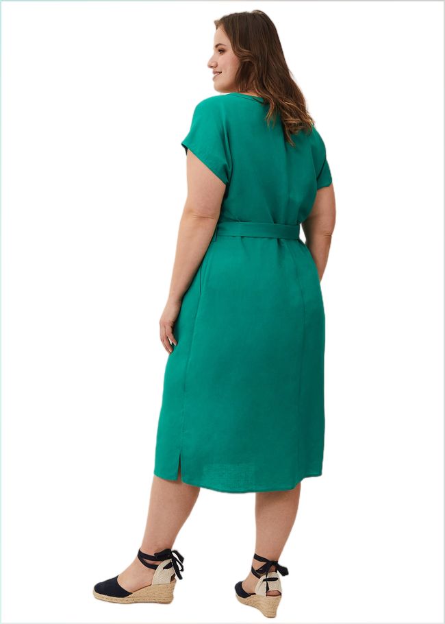  Harper Linen Midi Dress Green 230768693