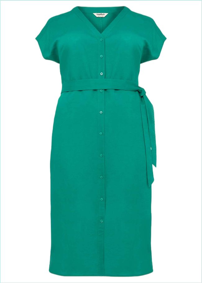  Harper Linen Midi Dress Green 230768693