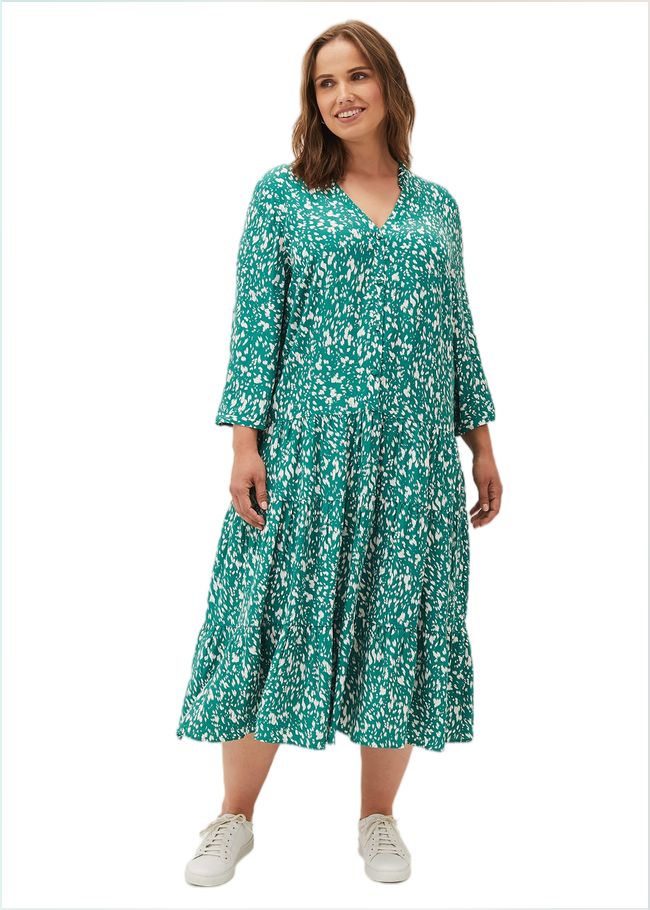  Penele Abstract Print Midi Dress Green 230771693