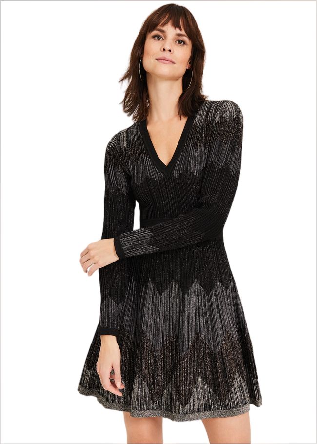  Metallic Knitted Dress Black 240671050