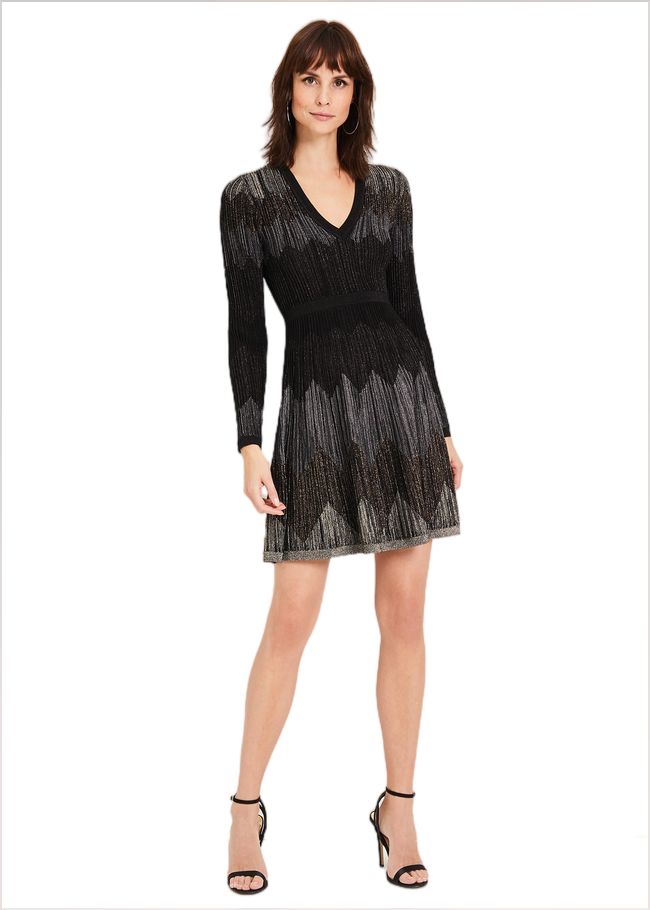  Metallic Knitted Dress Black 240671050