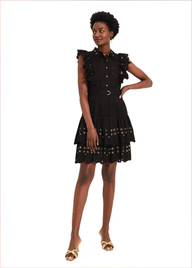  Ana Ruffle Dress Black 240723050